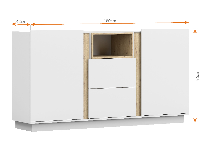 Komoda Gabrielle 04 (dub artisan + bílá)