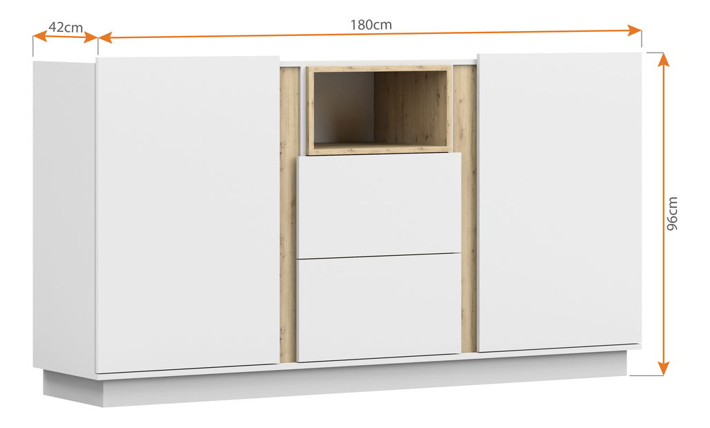 Komoda Gabrielle 04 (dub artisan + bílá)