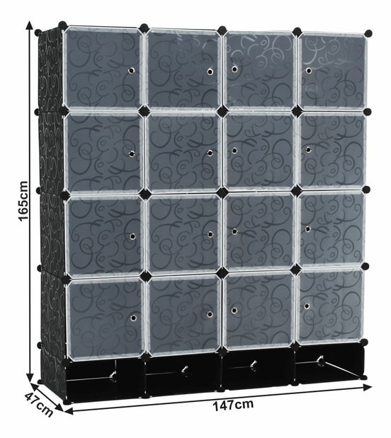 Šatní organizér Riodus TYP 02 (černá + mléčná + bílá)