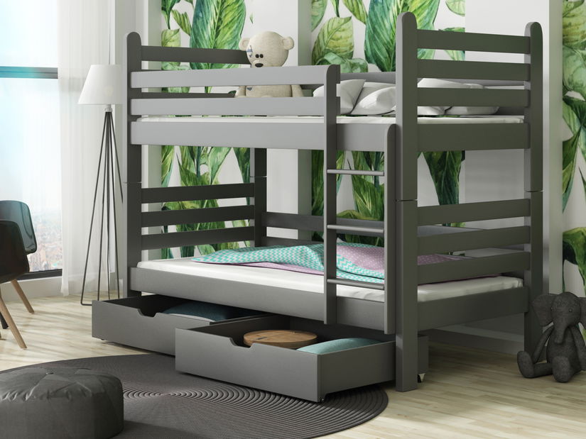 Dětská postel 90 cm Paul (s roštem a úl. prostorem) (grafit)