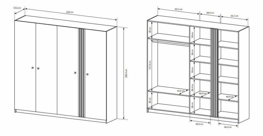 Šatní skříň Dalde 220 (dub craft zlatý + antracit)