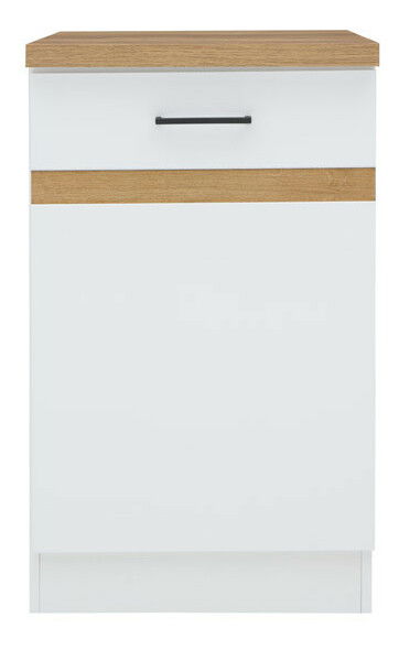Spodní kuchyňská skříňka BRW Junona line D1D/50/82/L (Bílá + Lesk bílý + Dub craft zlatý)