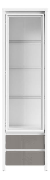 Vitrína BRW Kaspian REG1W2SL (L/P) (bílá + šedý lesk)