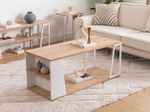 Konferenční stolek Nidupe 2 (dub safírový + bílá)