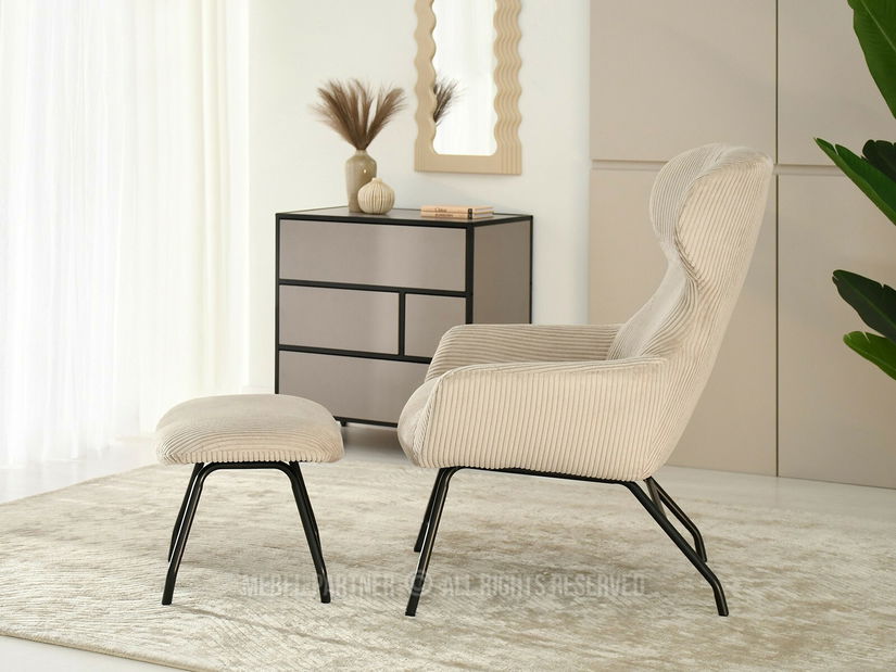 Relaxační křeslo Condorin (písková + černá) (s podnožkou)