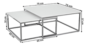 Set 2 konferenčních stolků Edissa (bílá + chrom)