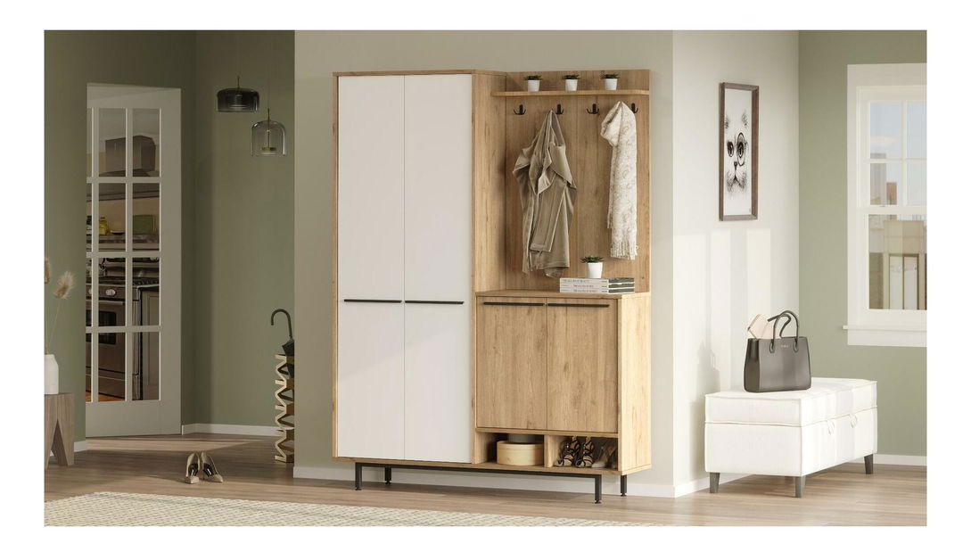 Předsíňová stěna Opuntia 1 (dub + bílá)