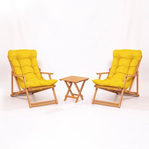 Sada zahradního stolu a židlí (3 kusy) Mackenzie 6 (žlutá + přírodní)