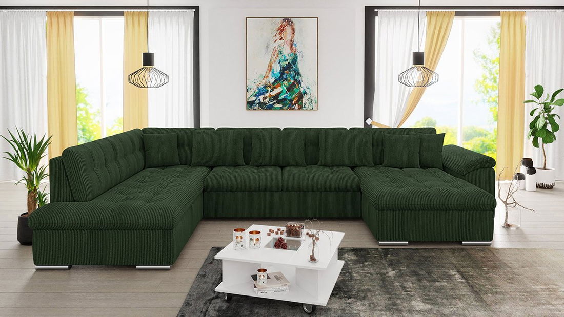 Rohová sedací souprava U Talia (tmavě zelená)