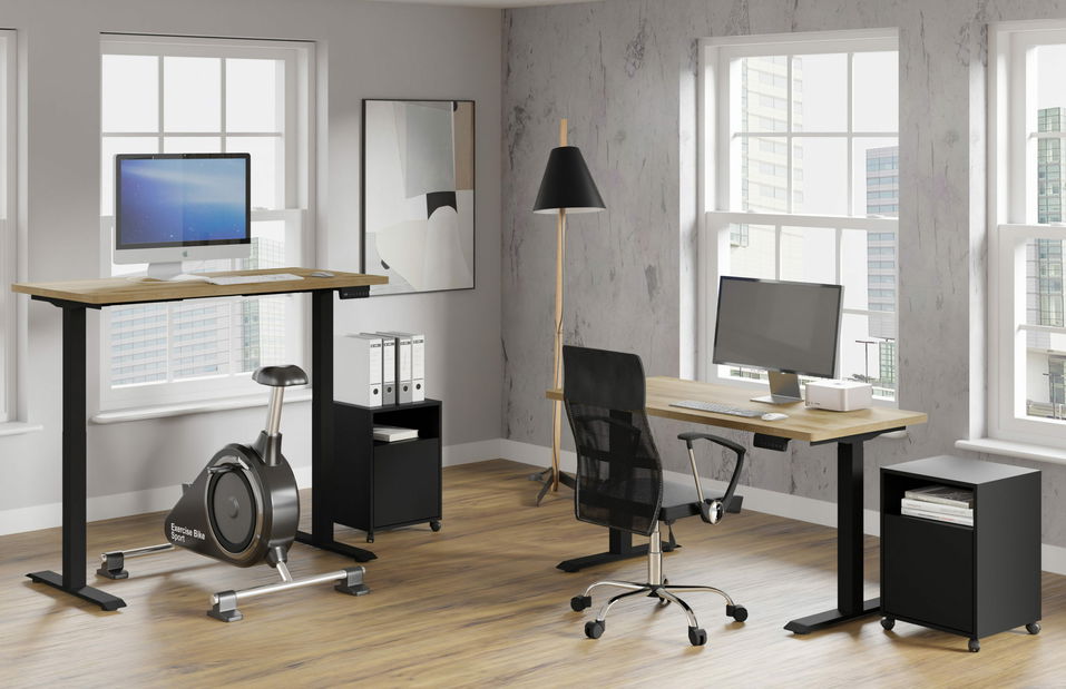 Elektrický PC stolek Natura 140 (dub + černá)