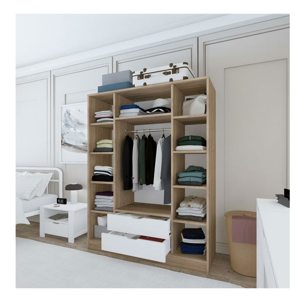 Šatní skříň Nisae 18 (světlá ořechová bílá)