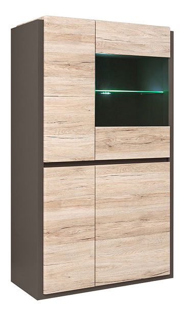 Vitrína BRW Author REG1W3D/15/9 (Láva + Dub Sanremo světlý) (s osvětlením)