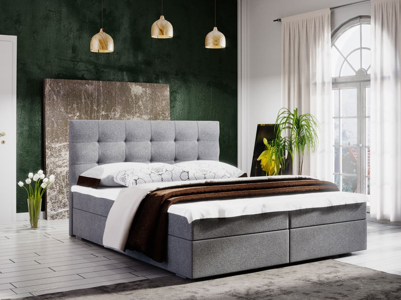 Manželská postel Boxspring 160 cm Fade 2 (šedá) (s matrací a úložným prostorem)