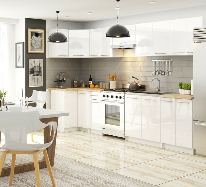 Dolní kuchyňská skříňka Ozara S80 2D (bílá + bílý lesk)