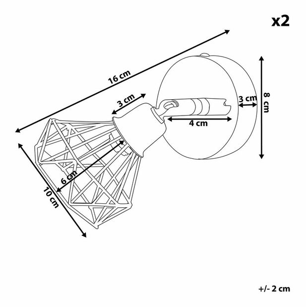 Set 2 ks. nástěnných svítidel EMANUELA (stříbrná)
