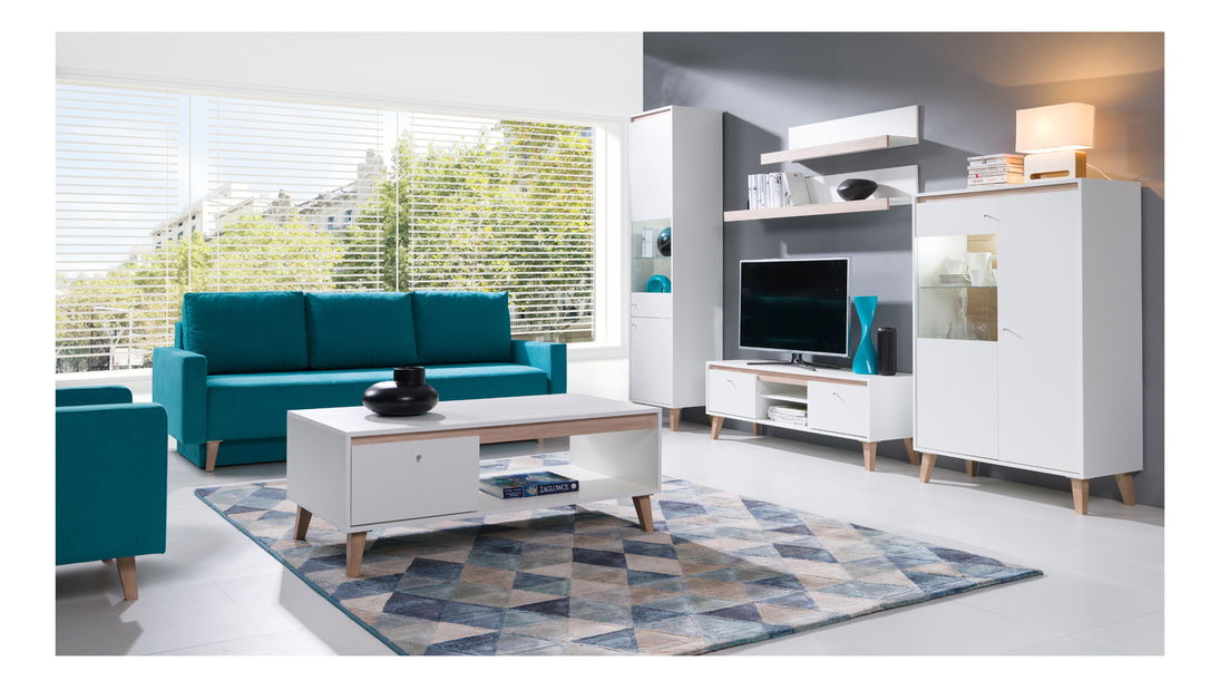 Polička Ovio 135 (bílá matná + dub san remo jasný)