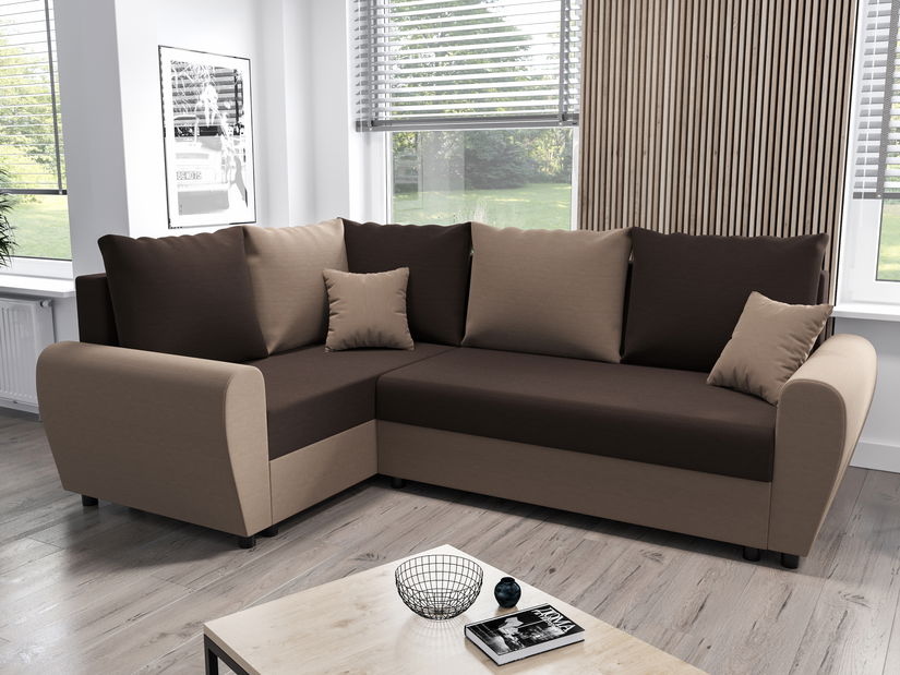 Rohová sedací souprava Fleur Plus (oranžová + černá) (L)