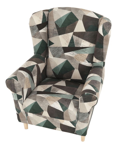 Křeslo ušák Charlie (Holm hnědozelená vzor)