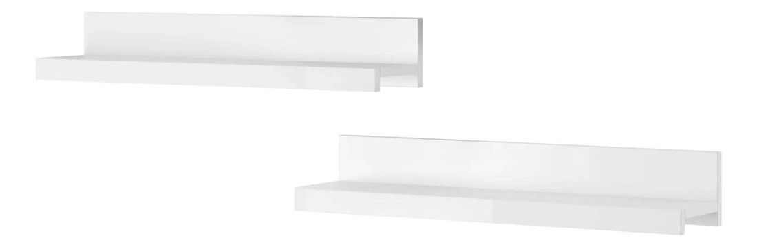 Poličky 2 ks. Indiko Typ 01 (bílá + lesk bílý)