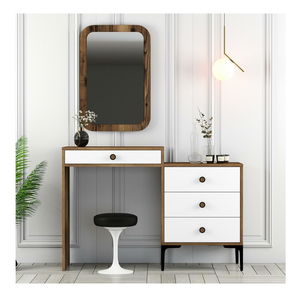 Toaletní stolek Logan 2 (ořechové dřevo + bílá) (se zrcadlem)