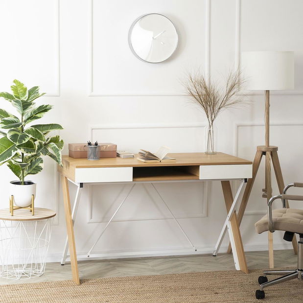 Psací stolek Reaparecio (dub zlatý + bílá)