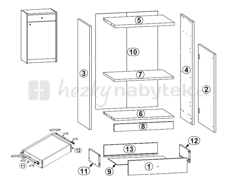 Skříňka BRW Lendi KOM1D1S