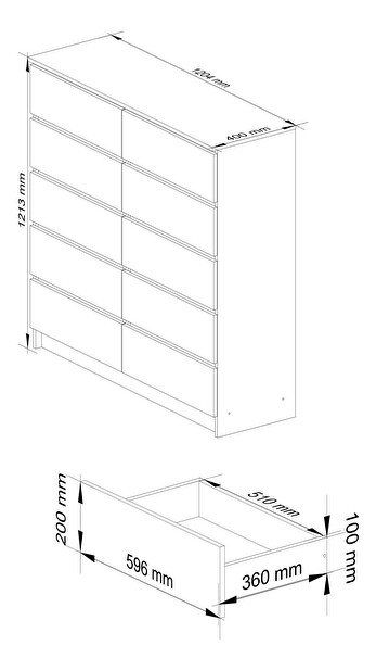 Komoda Kapil III (wenge + bílá)