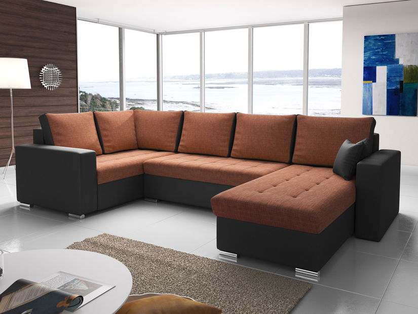 Rohová sedací souprava U Lambert (oranžová + černá) (L)