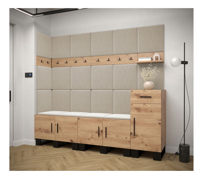 Předsíňová sestava Amanda 9 (dub artisan + béžová)