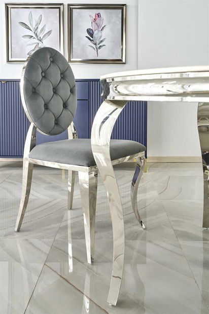 Jídelní stůl Regino (bílý mramor + stříbrná) (pro 4 osoby)