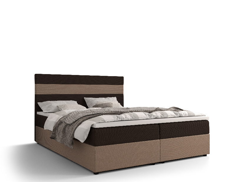 Manželská postel Boxspring 180 cm Locos Comfort (tmavě hnědá + světle hnědá) (s matrací a úložným prostorem)