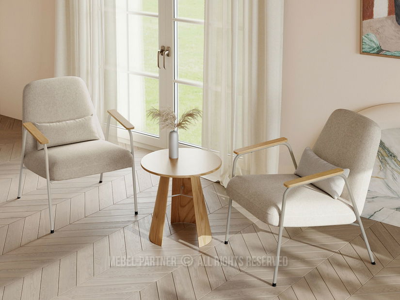 Relaxační křeslo Elesenta (dub + béžová)