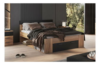 Manželská postel Gamma 160 (dub + černá)