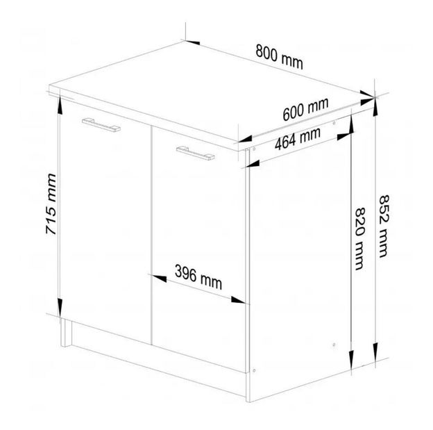 Dolní kuchyňská skříňka Ozara S80 2D (bílá + černý lesk)