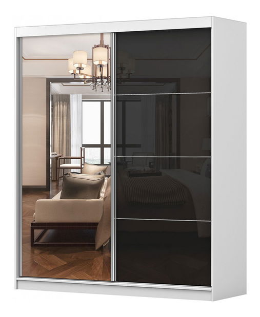 Šatní skříň Mebur 31 180 (bílá + lesk černý)