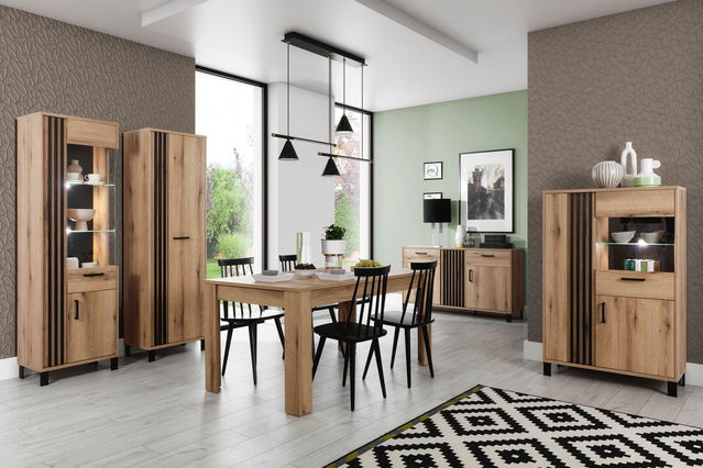 Jídelna Neo (bez osvětlení) (dub evoke + černá matná)