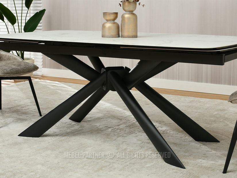 Jídelní stůl Denzel (bílý mramor + černá)