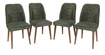 Set 4 židlí Dafne (Ořech + Tmavě zelená)