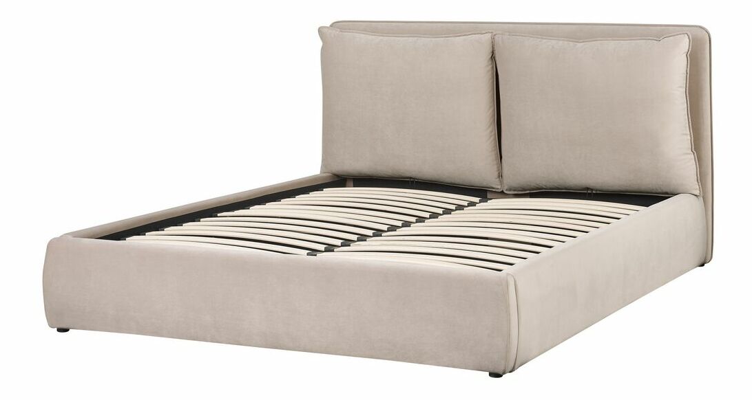 Manželská postel 160 cm Berit (béžová) (s roštem) (s úl. prostorem)