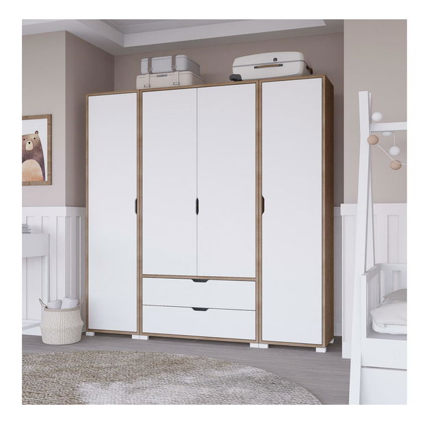 Šatní skříň Nisae 24 (ořech světlý + bílá)