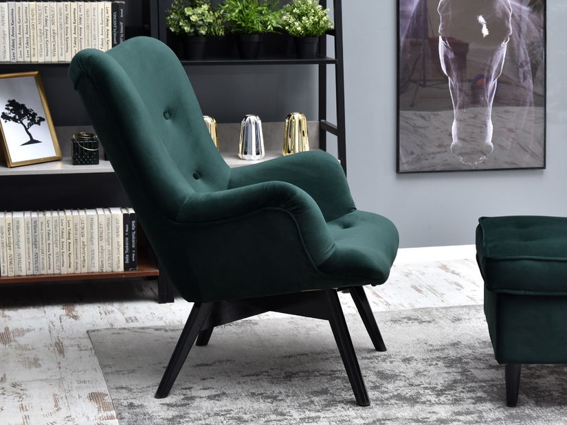 Relaxační křeslo Florentino (tmavě zelená + černá)