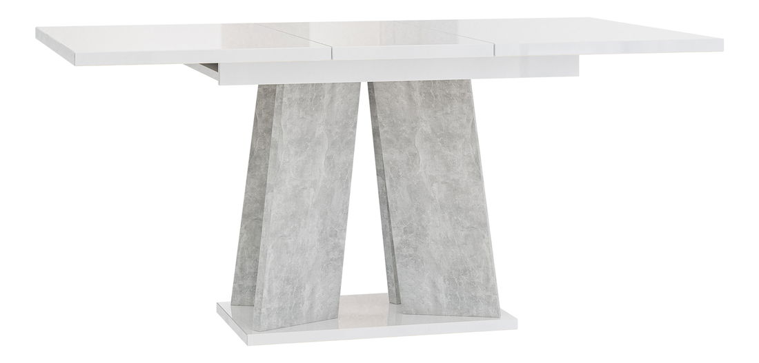 Jídelní stůl Mulnu (lesk bílý + kámen) (pro 4 až 6 osob)