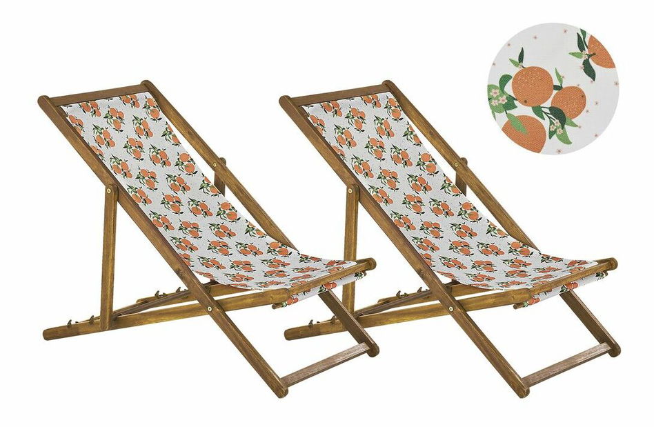 Set 2 ks zahradních lehátek s náhradními potahy Antio (zelená + oranžová)