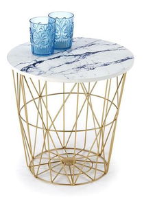 Konferenční stolek Halley (mramor bílý + zlatá)