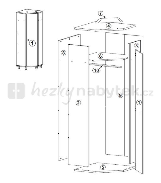 Rohová šatní skříň BRW MALGOSKA R 20/7