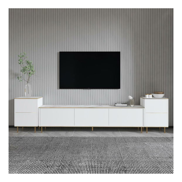 Obývací stěna Mameny 3 (mramor světlý + zlatá)