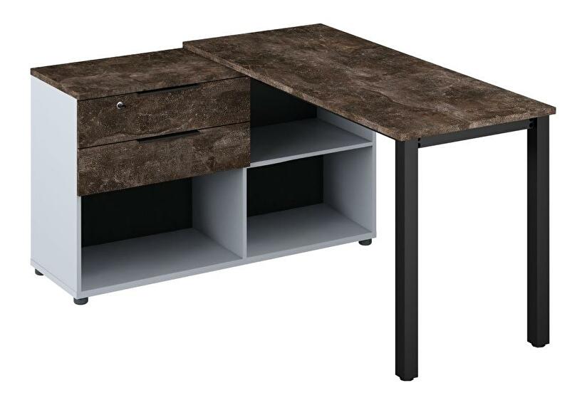 Rohový PC stolek Klodekas 8 (beton tmavý + černá)