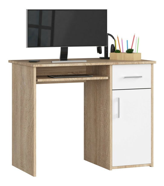 PC stolek Padma (dub sonoma + bílá)