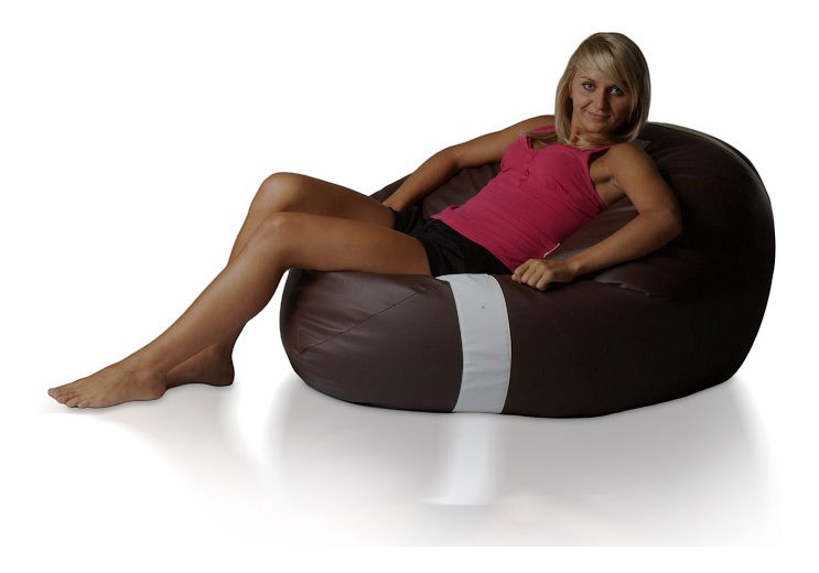 Sedací vak Rugby XXL (hnědá + bílá)