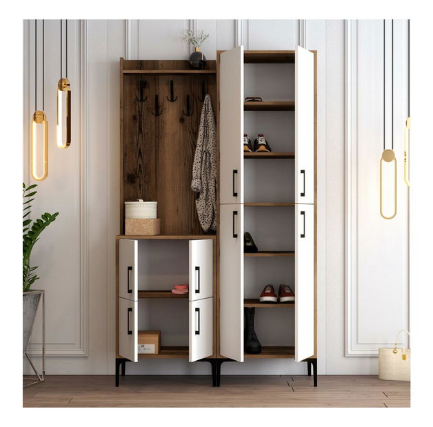 Předsíňová stěna Betina BA (ořech + bílá)